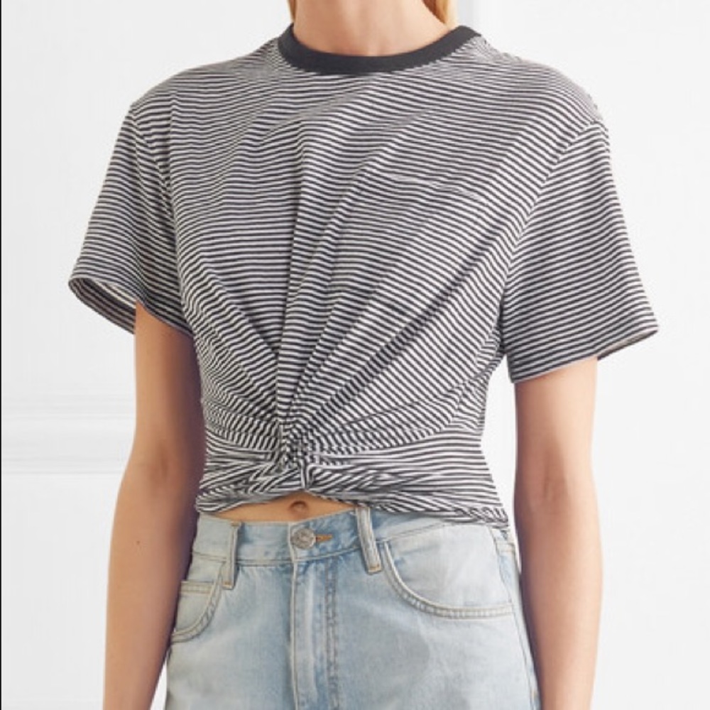 T BY ALEXANDER WANG front twist striped crop top